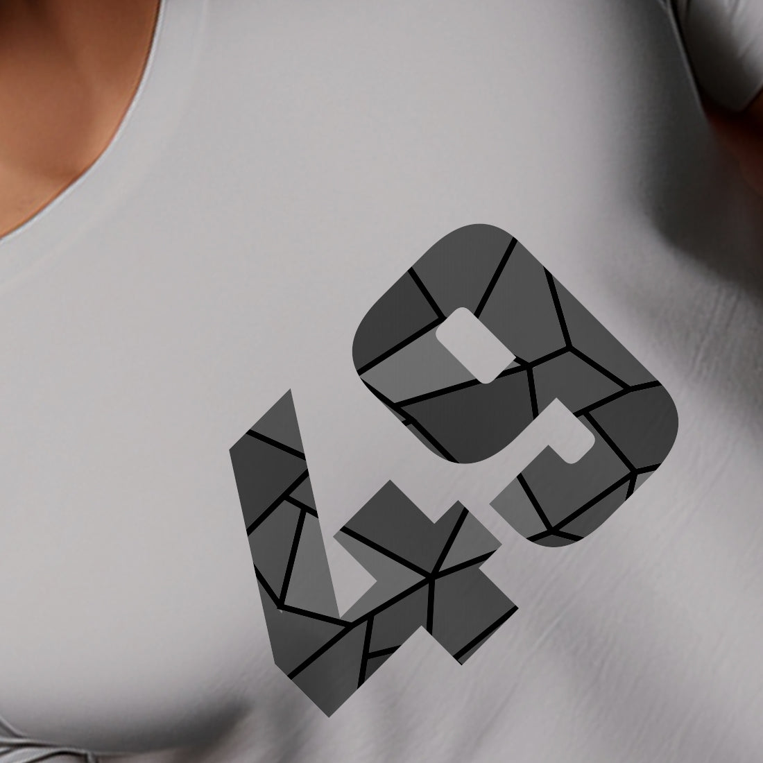 49 Number Men Unisex T-Shirt | Custom Number Graphic Tee (Melange Grey)