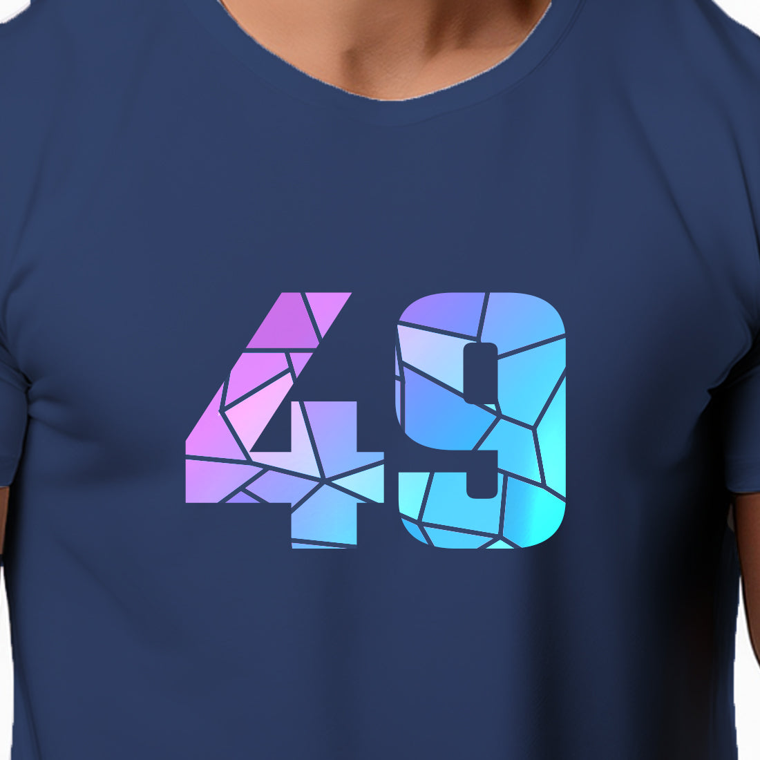 49 Number Men Unisex T-Shirt | Custom Number Graphic Tee (Navy Blue)