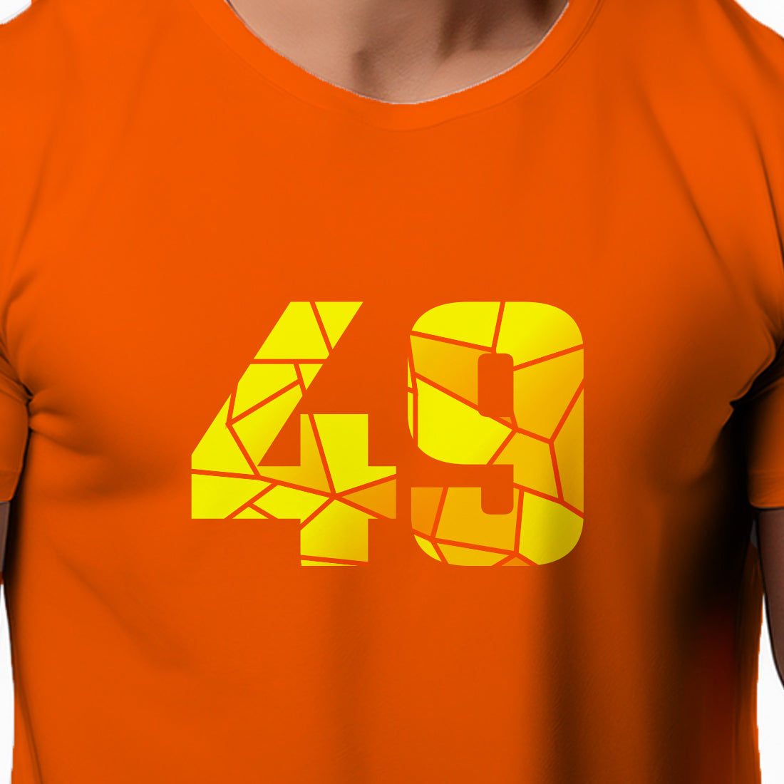 49 Number Men Unisex T-Shirt | Custom Number Graphic Tee (Orange)