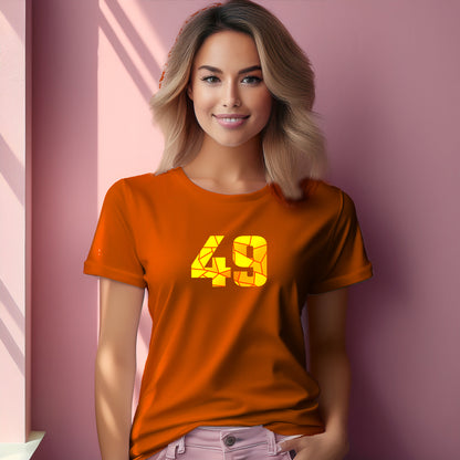 49 Number Women T-Shirt (Orange) | Stylish Numeric Graphic Tee