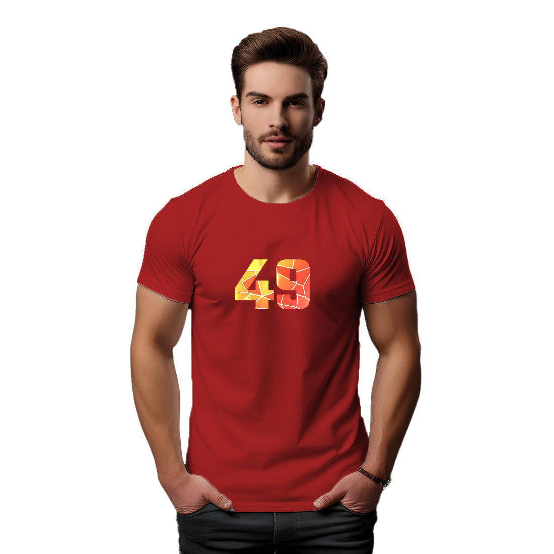 49 Number Men Unisex T-Shirt (Red)