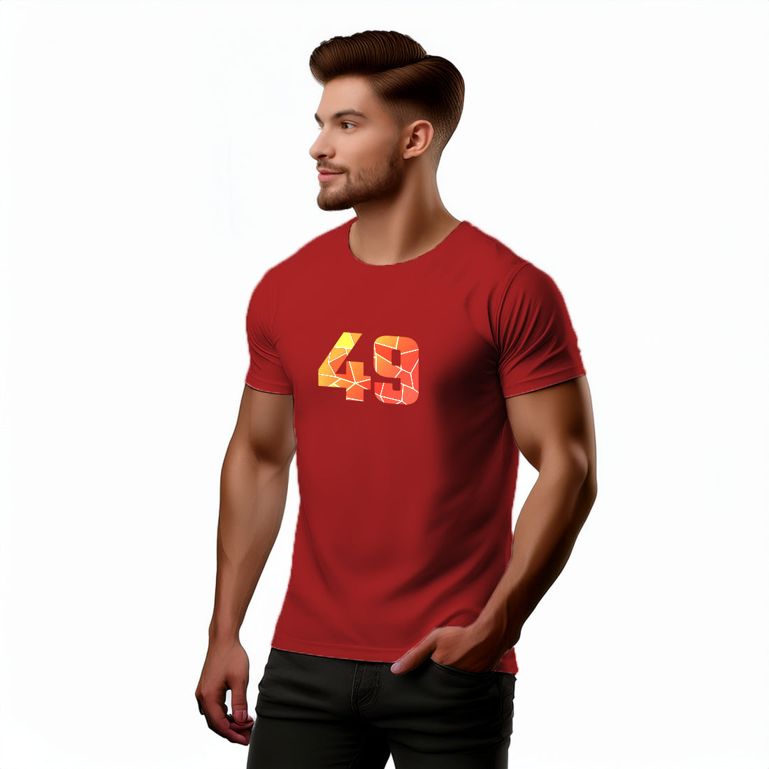 49 Number Men Unisex T-Shirt (Red)