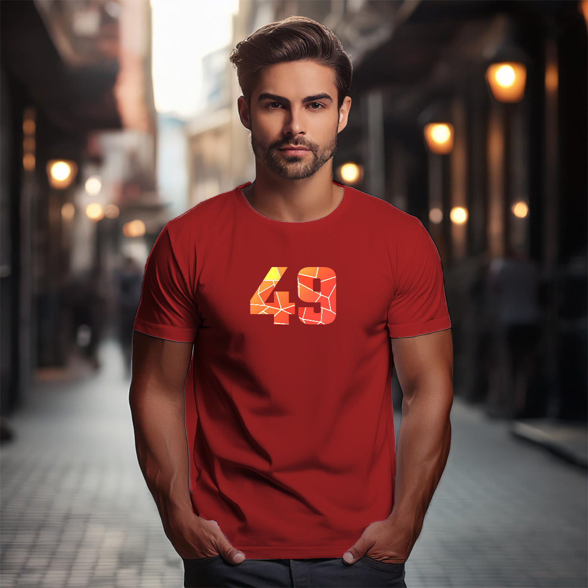 49 Number Men Unisex T-Shirt (Red)
