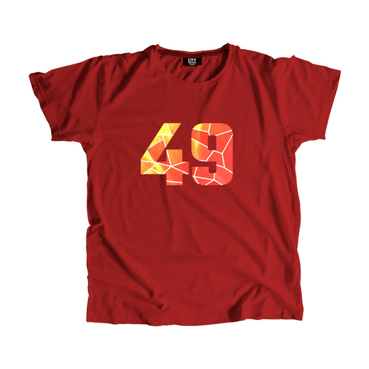49 Number Men Unisex T-Shirt | Custom Number Graphic Tee (Red)