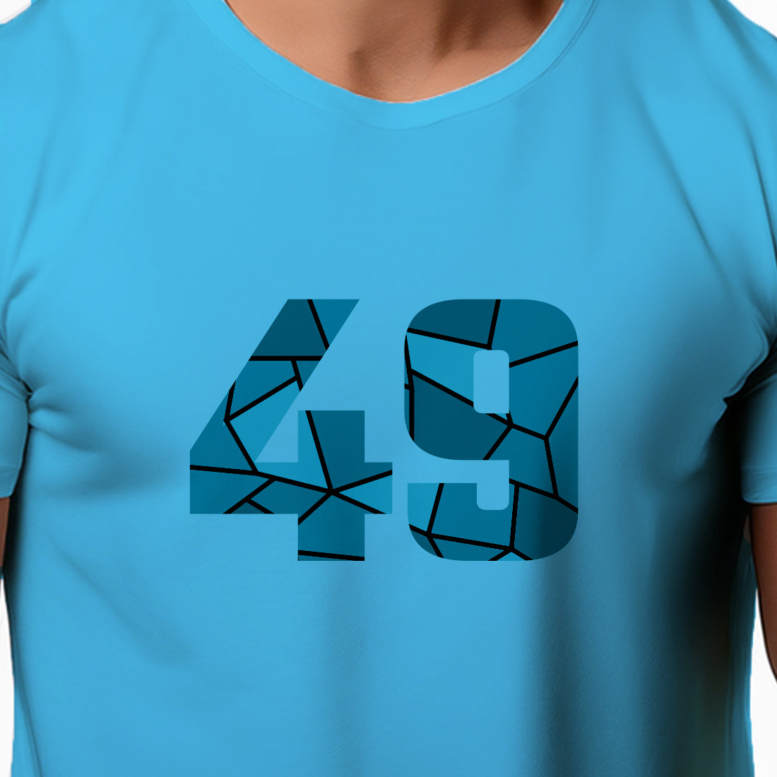 49 Number Men Unisex T-Shirt | Custom Number Graphic Tee (Sky Blue)