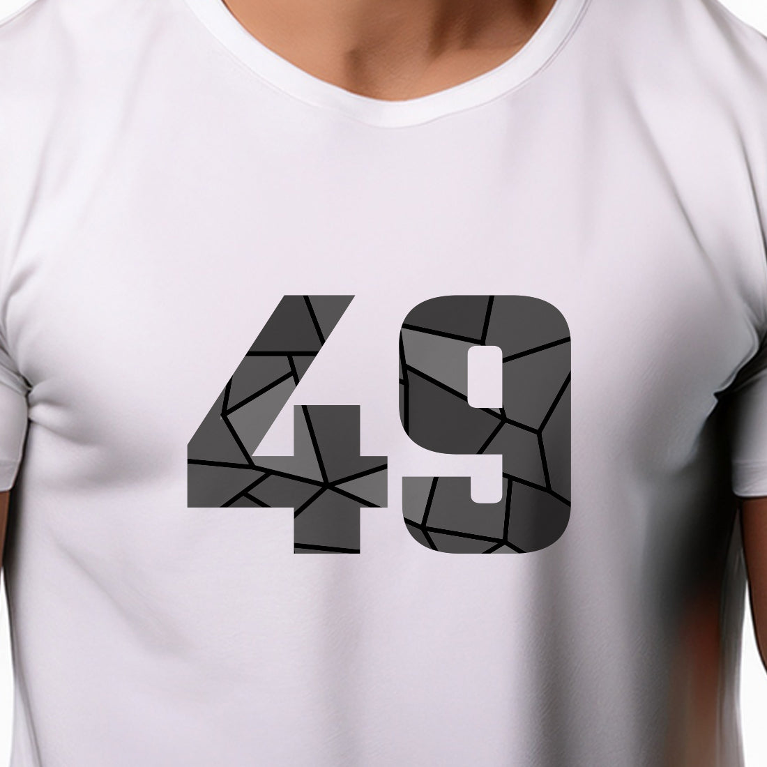 49 Number Men Unisex T-Shirt | Custom Number Graphic Tee (White)