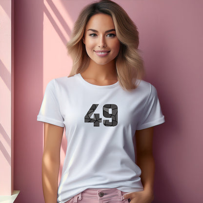 49 Number Women T-Shirt (White) | Stylish Numeric Graphic Tee