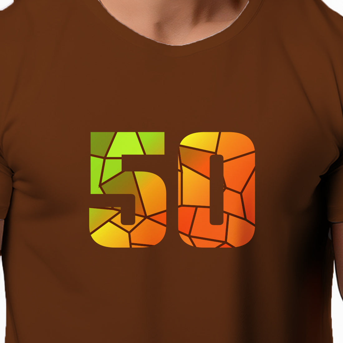 50 Number Men Unisex T-Shirt | Custom Number Graphic Tee (Brown)