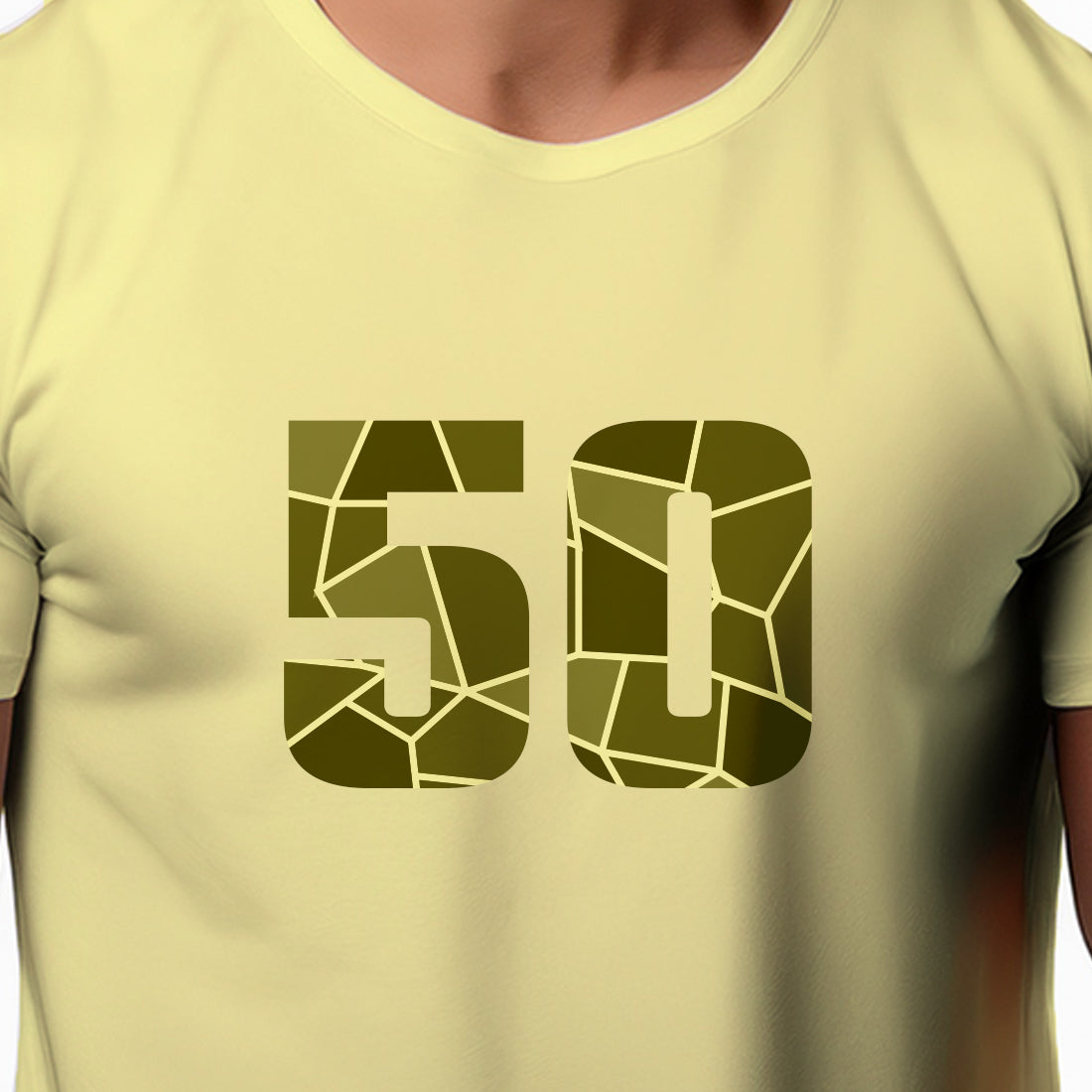50 Number Men Unisex T-Shirt | Custom Number Graphic Tee (Butter Yellow)