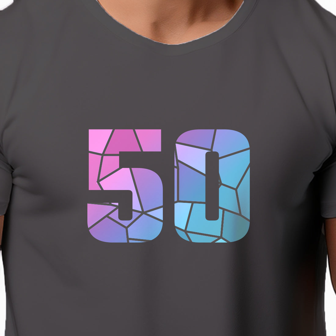 50 Number Men Unisex T-Shirt | Custom Number Graphic Tee (Charcoal Grey)