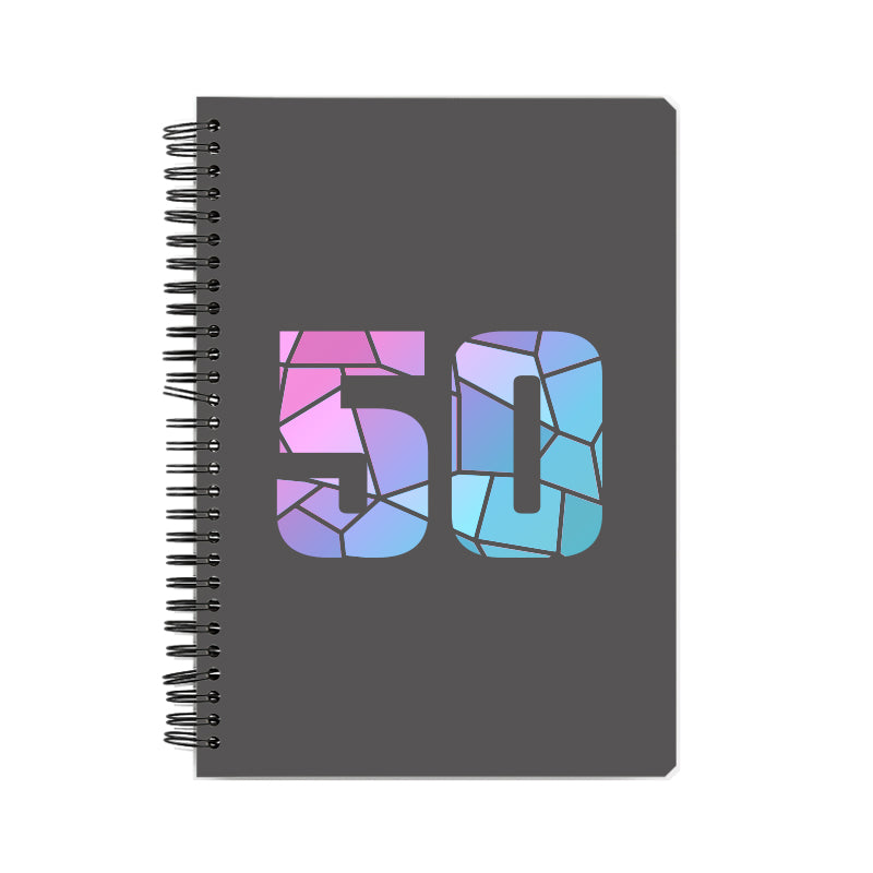 50 Number Notebook (Charcoal Grey, A5 Size, 100 Pages, Ruled, 6 Pack)