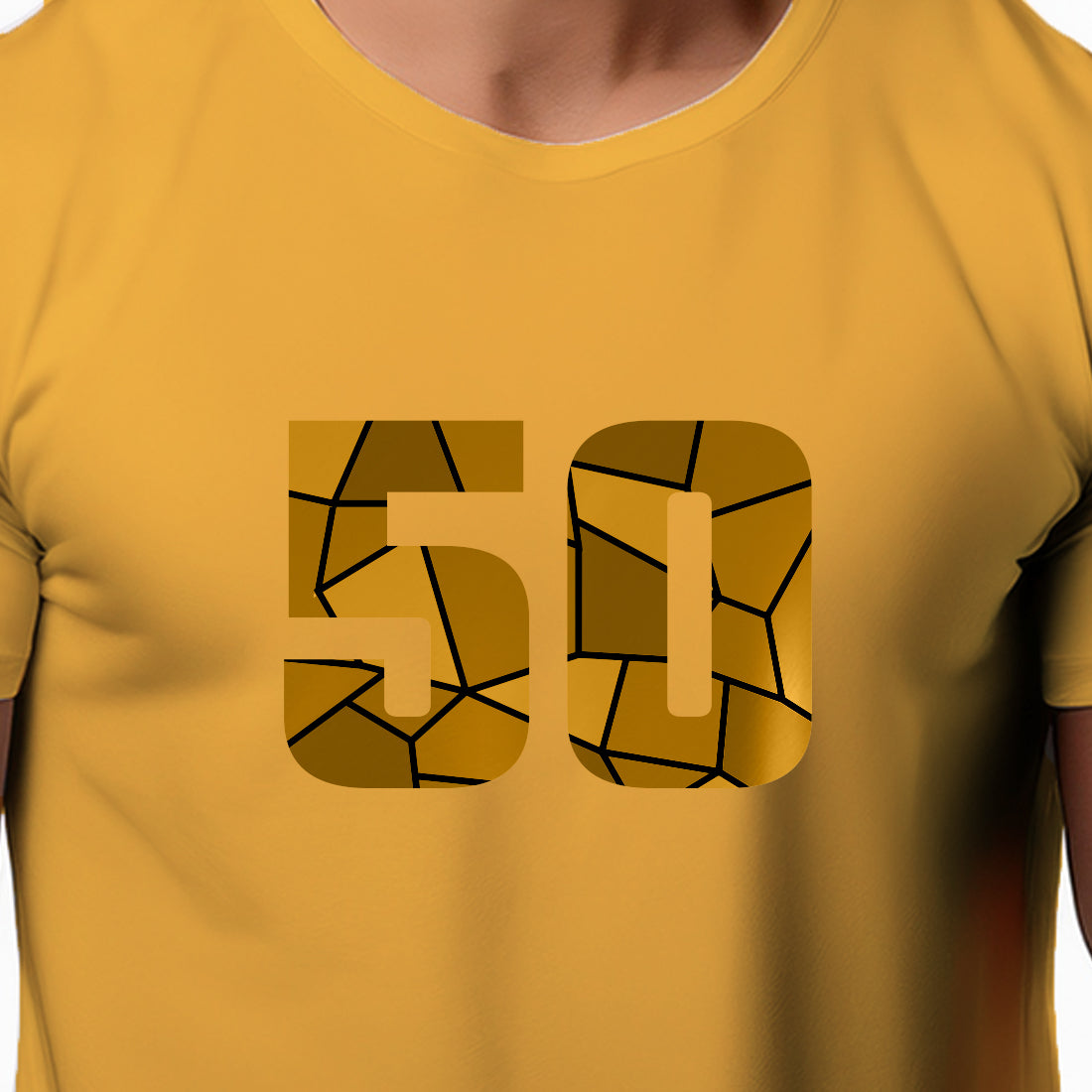 50 Number Men Unisex T-Shirt | Custom Number Graphic Tee (Golden Yellow)