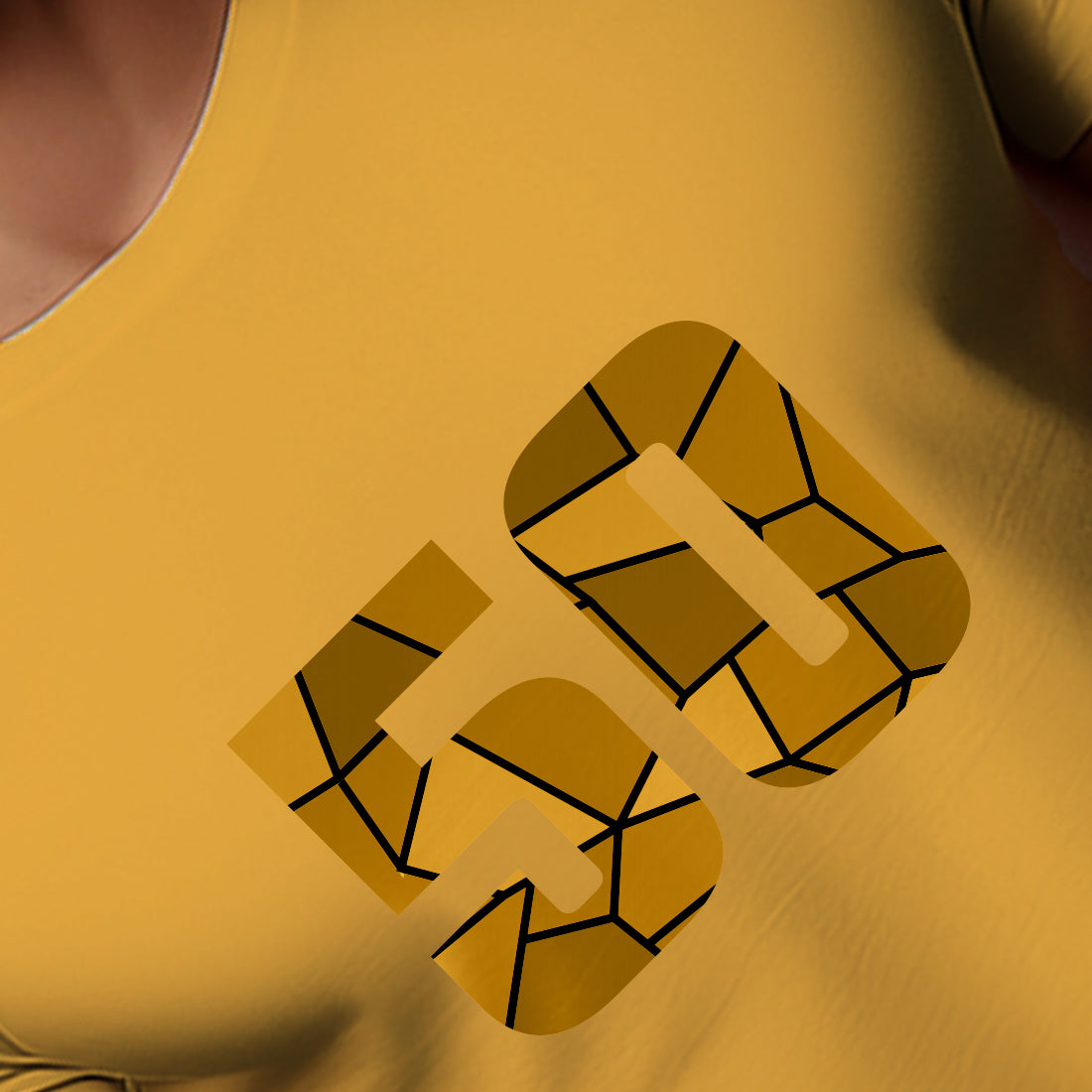 50 Number Men Unisex T-Shirt | Custom Number Graphic Tee (Golden Yellow)