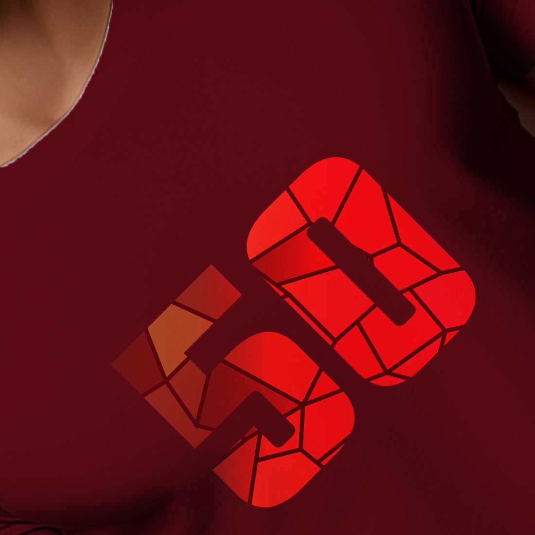 50 Number Men Unisex T-Shirt | Custom Number Graphic Tee (Maroon)
