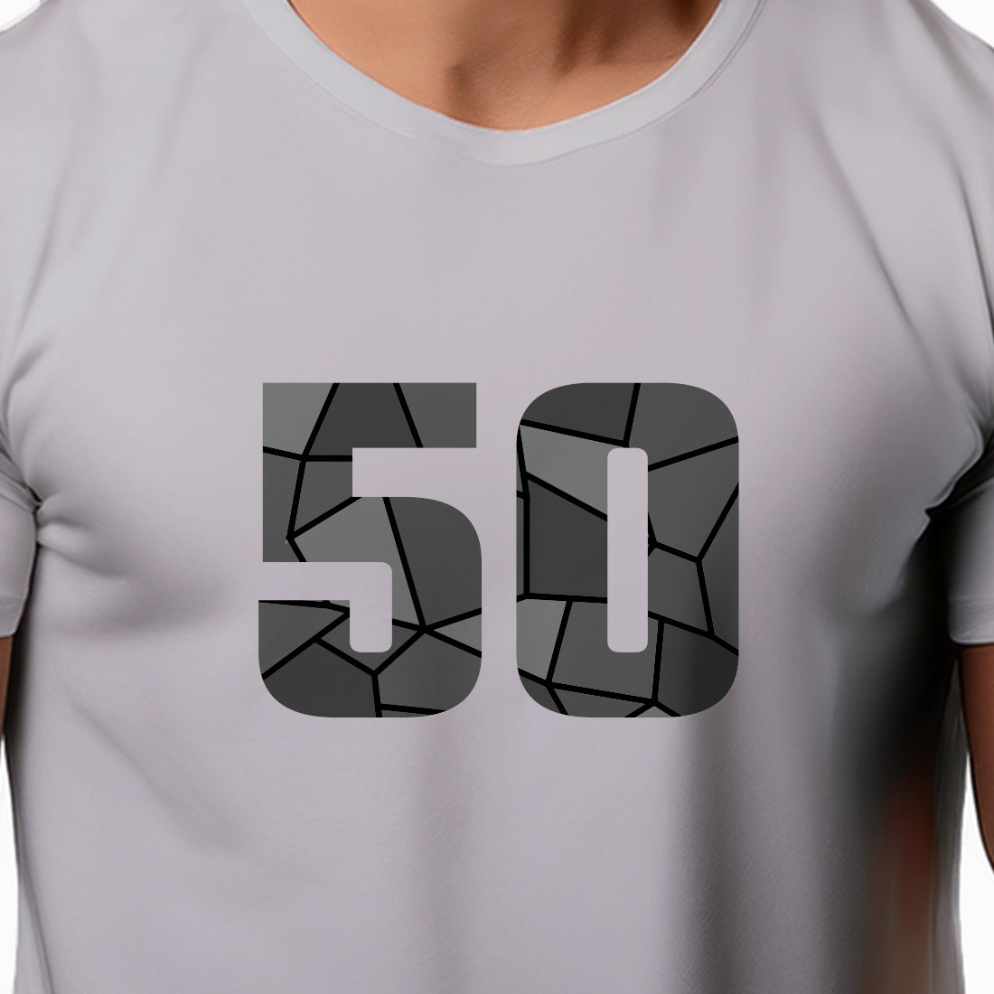 50 Number Men Unisex T-Shirt | Custom Number Graphic Tee (Melange Grey)