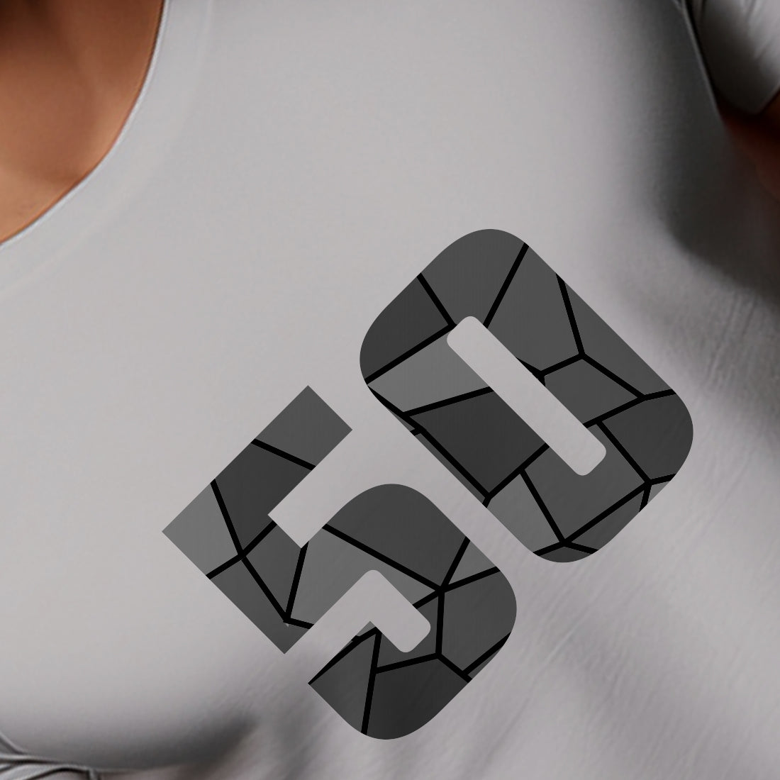 50 Number Men Unisex T-Shirt | Custom Number Graphic Tee (Melange Grey)