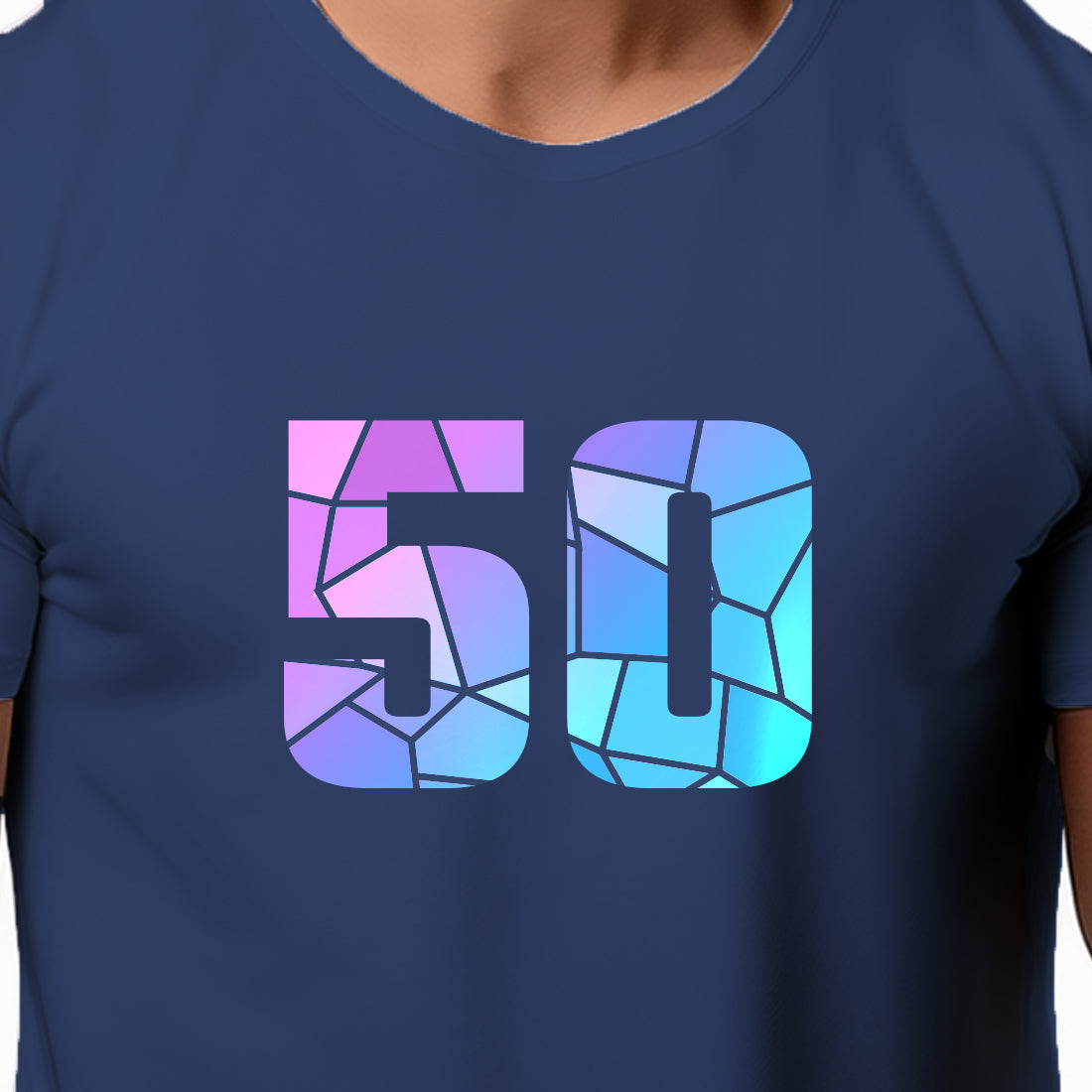 50 Number Men Unisex T-Shirt | Custom Number Graphic Tee (Navy Blue)