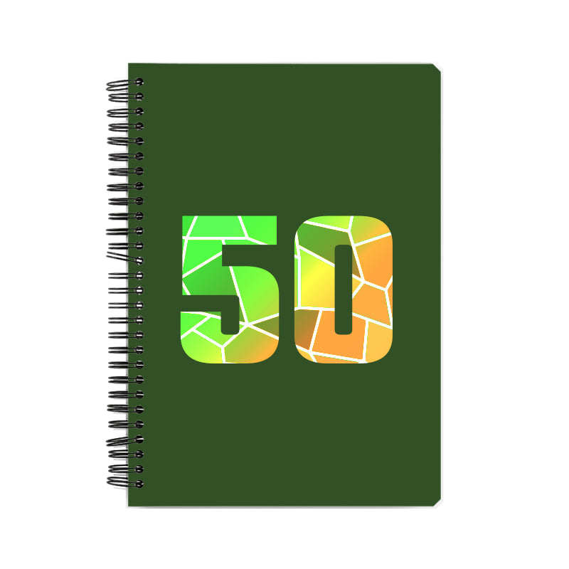 50 Number Notebook (Olive Green, A5 Size, 100 Pages, Ruled, 6 Pack)