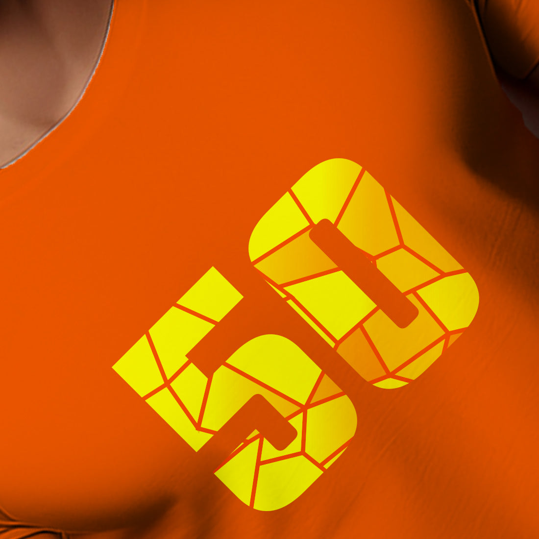 50 Number Men Unisex T-Shirt | Custom Number Graphic Tee (Orange)