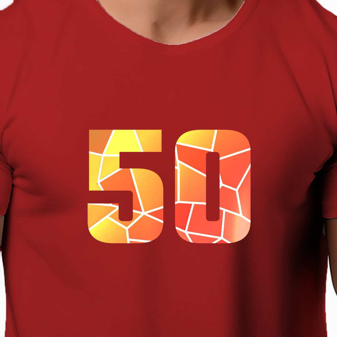 50 Number Men Unisex T-Shirt | Custom Number Graphic Tee (Red)