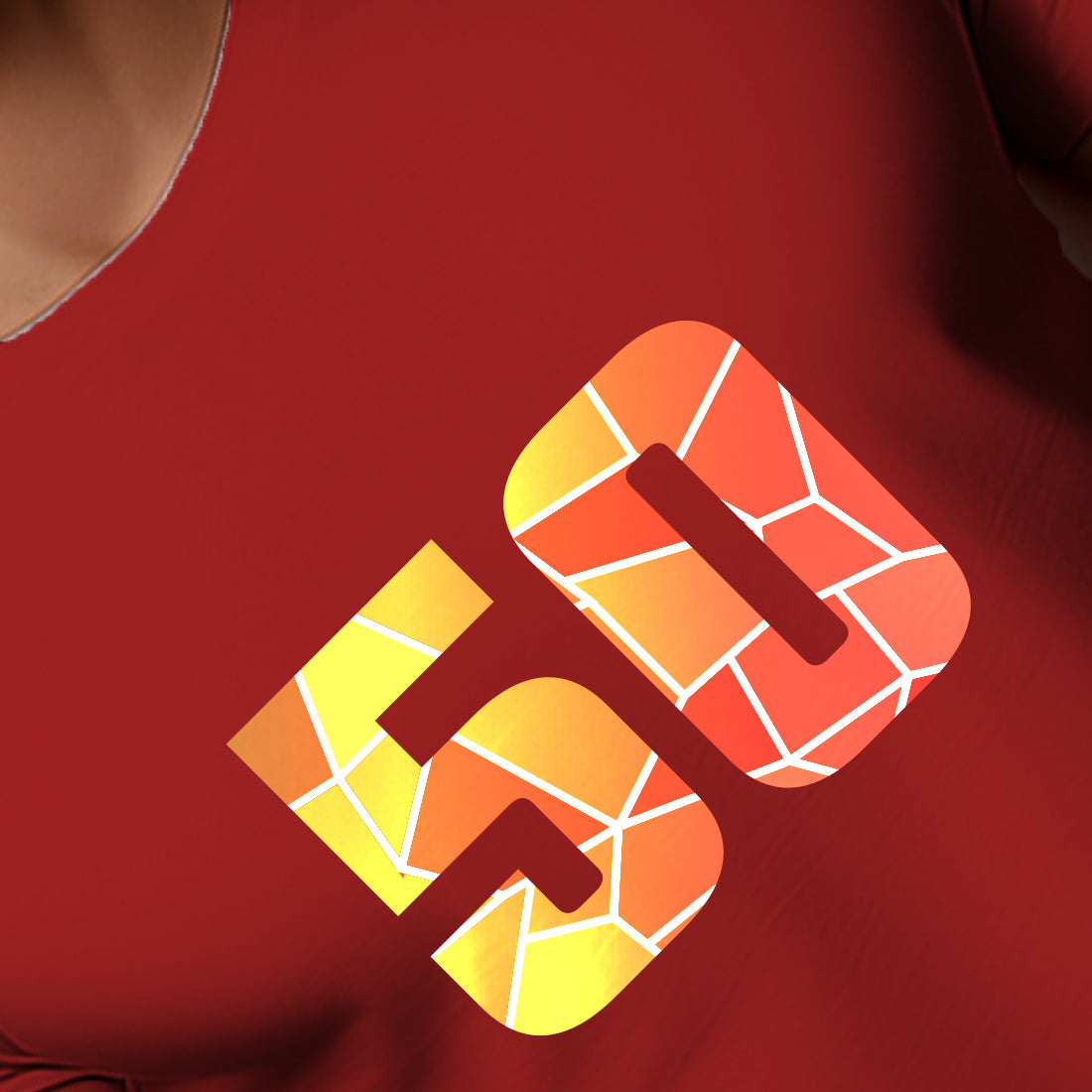 50 Number Men Unisex T-Shirt | Custom Number Graphic Tee (Red)