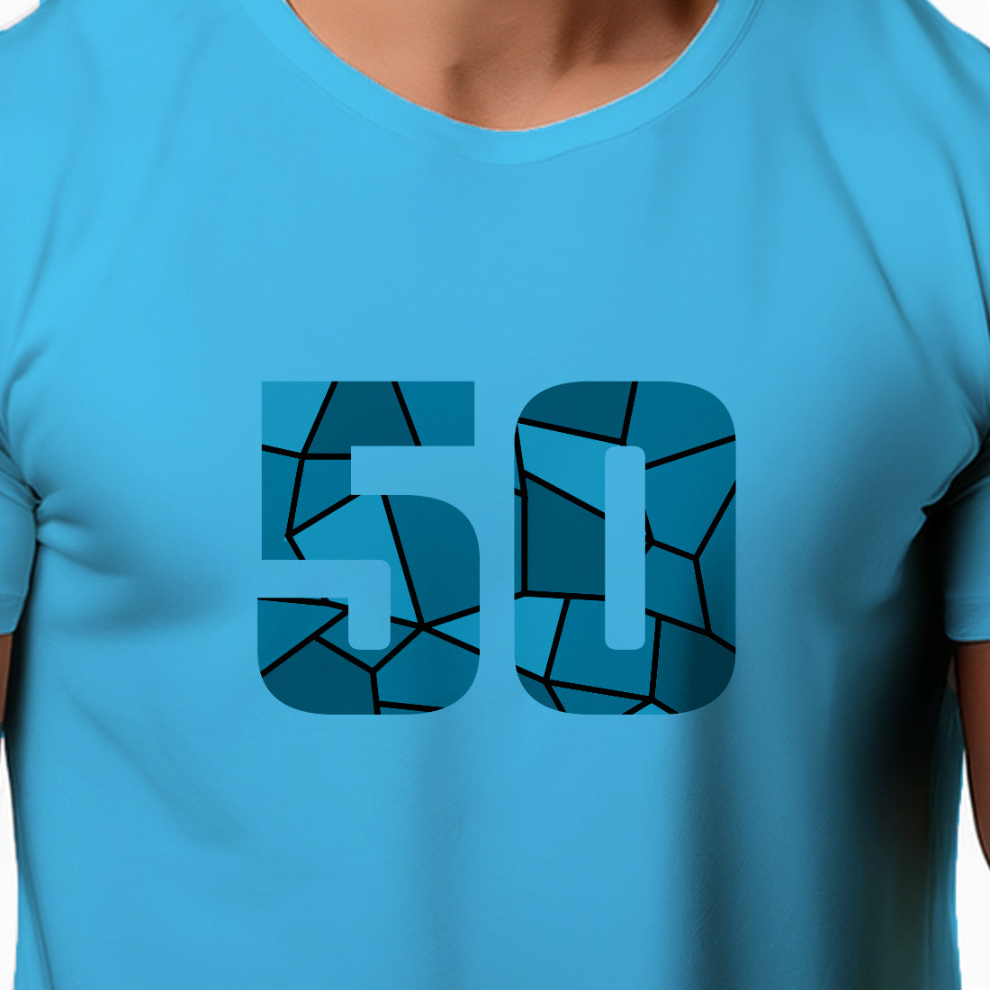 50 Number Men Unisex T-Shirt | Custom Number Graphic Tee (Sky Blue)