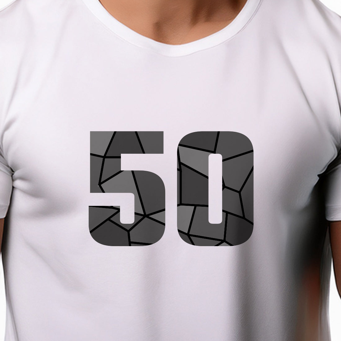 50 Number Men Unisex T-Shirt | Custom Number Graphic Tee (White)