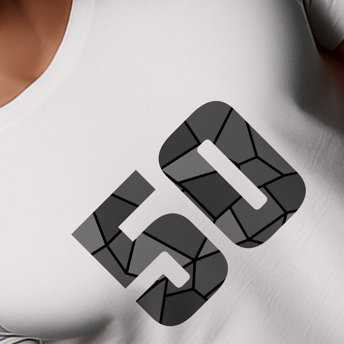 50 Number Men Unisex T-Shirt | Custom Number Graphic Tee (White)