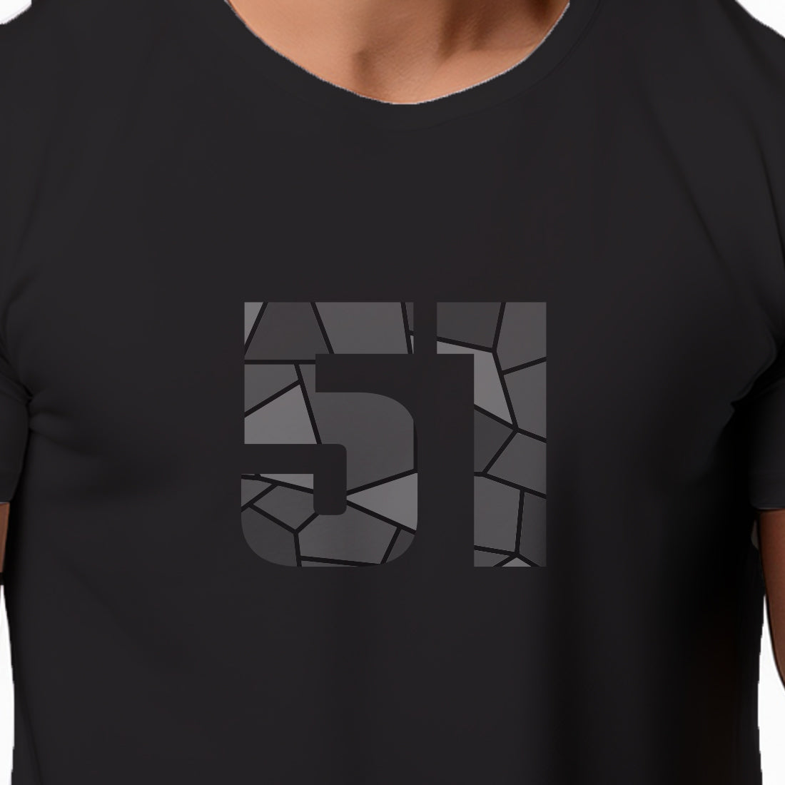 51 Number Men Unisex T-Shirt (Black)