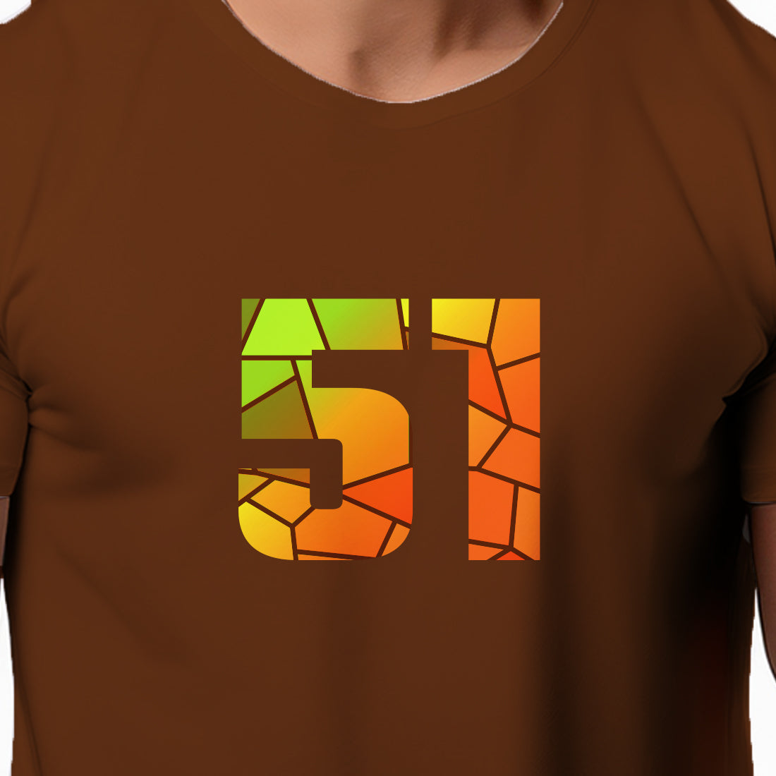 51 Number Men Unisex T-Shirt | Custom Number Graphic Tee (Brown)