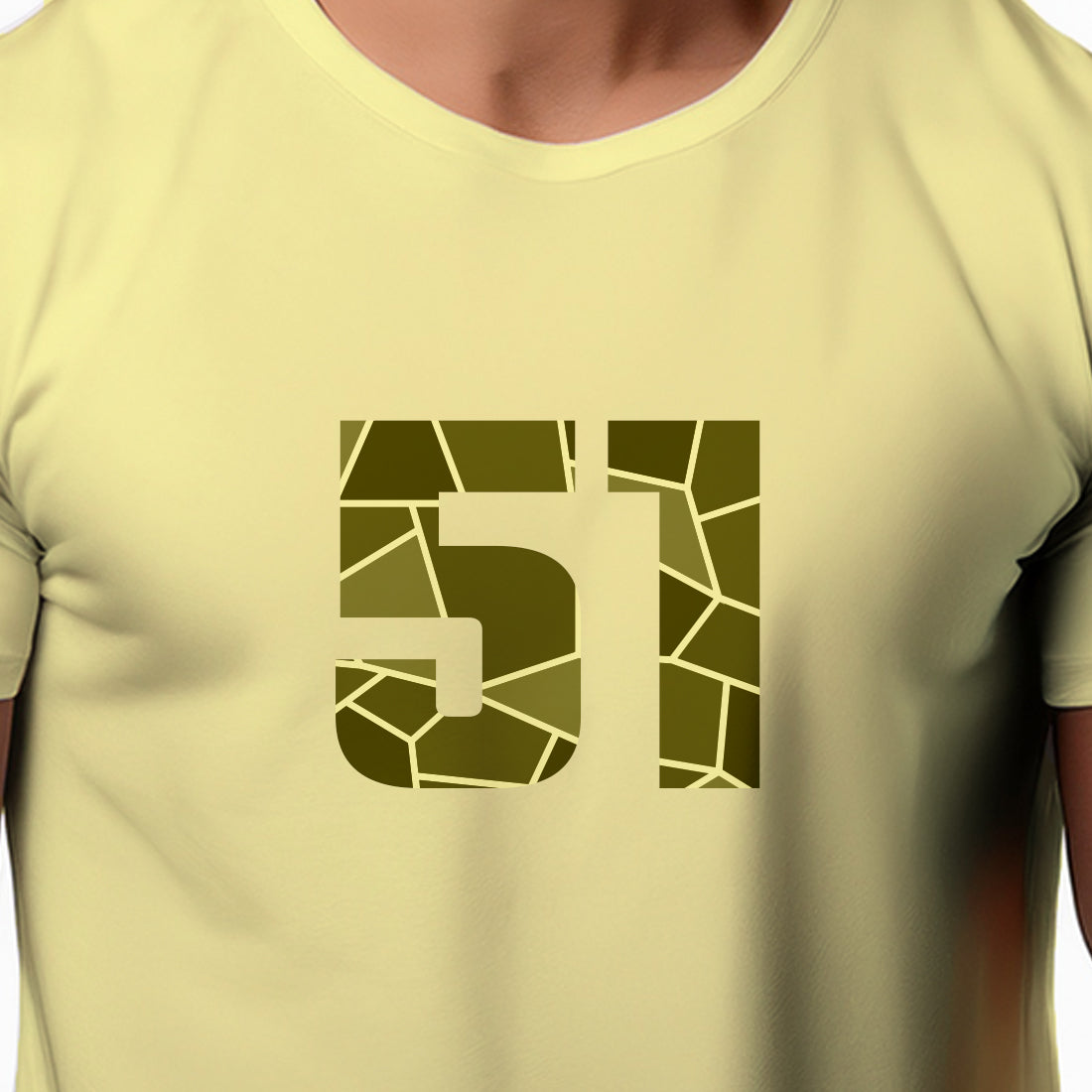 51 Number Men Unisex T-Shirt | Custom Number Graphic Tee (Butter Yellow)