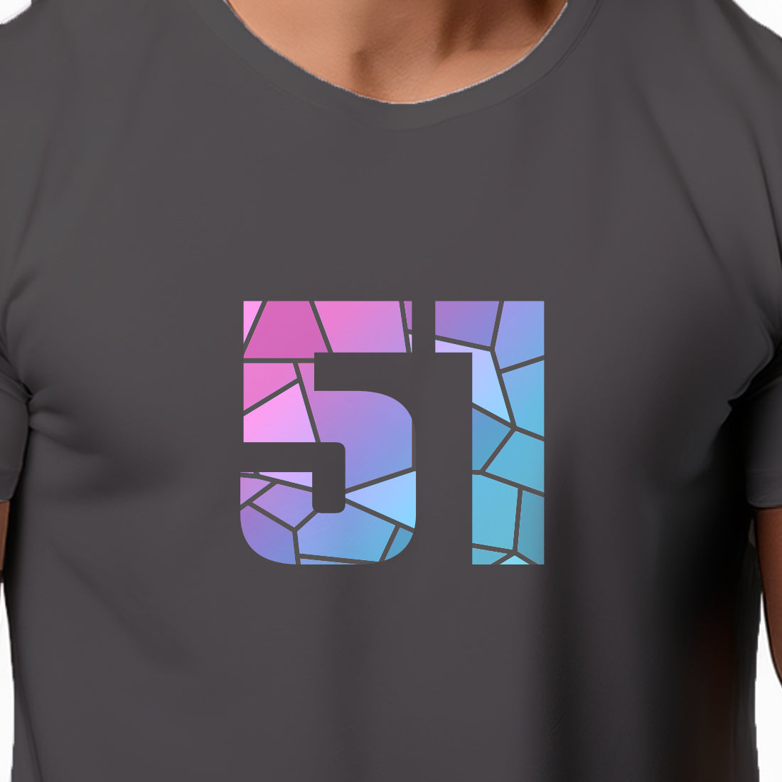 51 Number Men Unisex T-Shirt | Custom Number Graphic Tee (Charcoal Grey)
