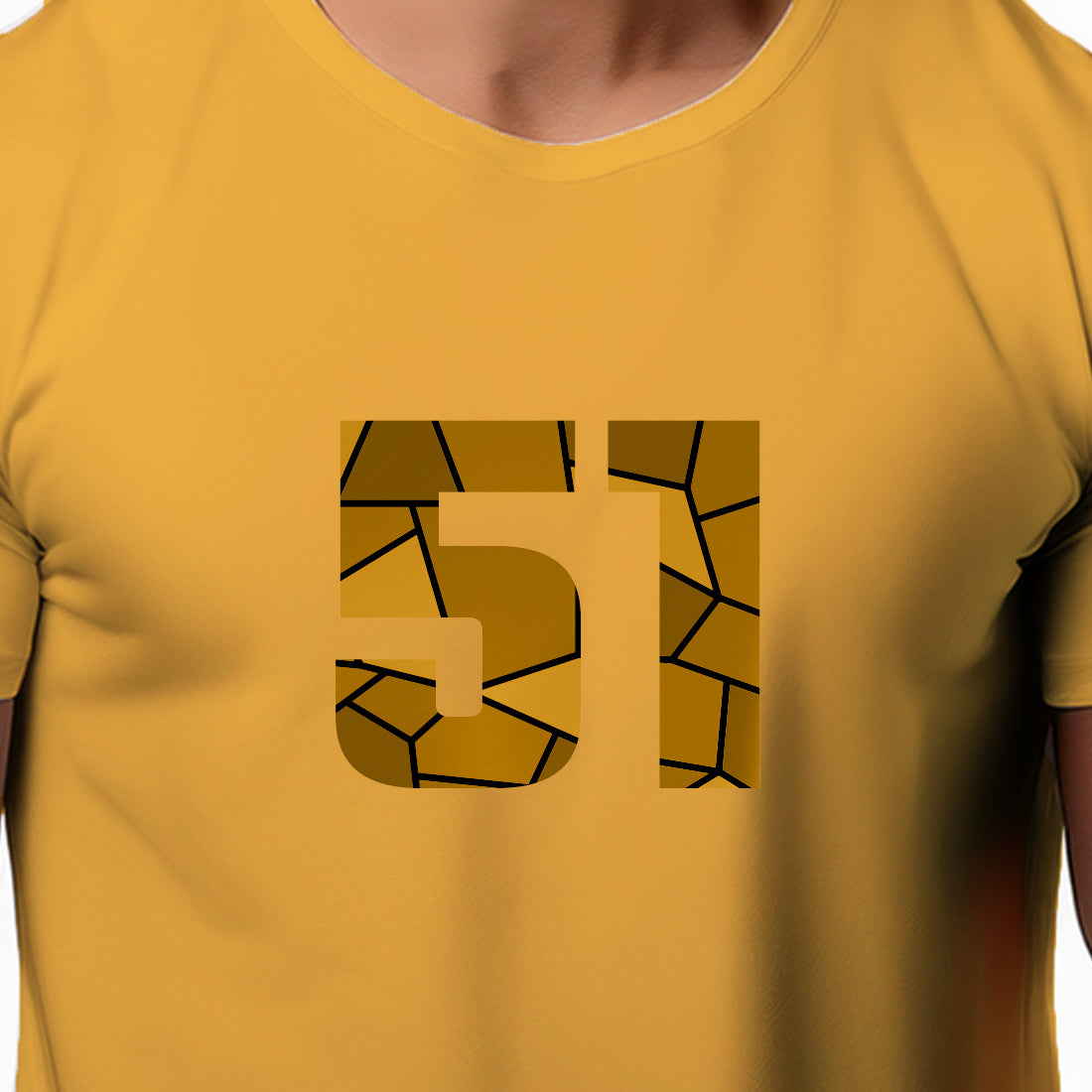 51 Number Men Unisex T-Shirt | Custom Number Graphic Tee (Golden Yellow)