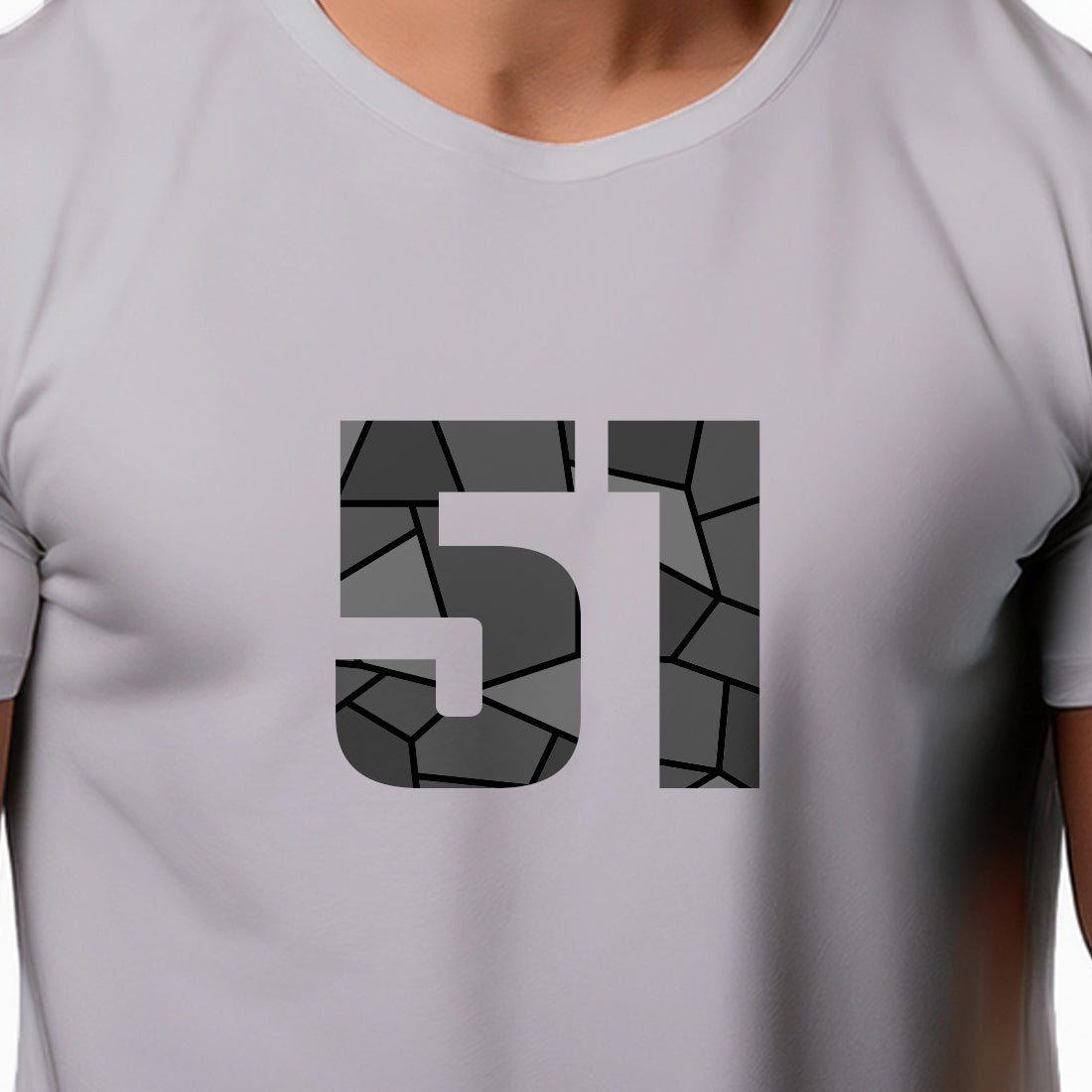 51 Number Men Unisex T-Shirt | Custom Number Graphic Tee (Melange Grey)