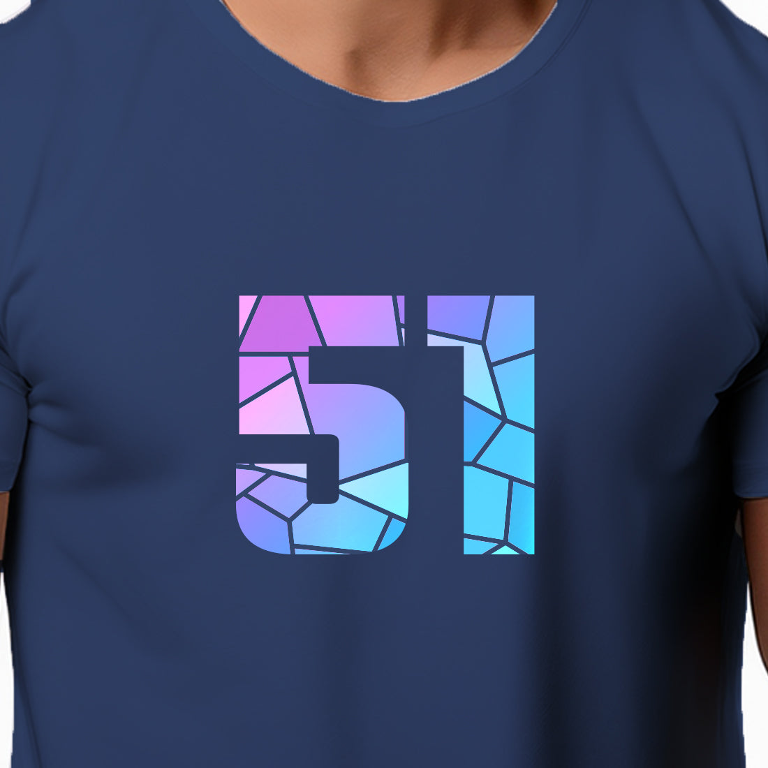 51 Number Men Unisex T-Shirt | Custom Number Graphic Tee (Navy Blue)