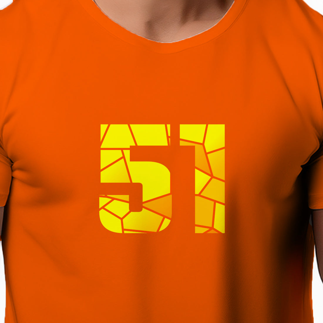51 Number Men Unisex T-Shirt | Custom Number Graphic Tee (Orange)
