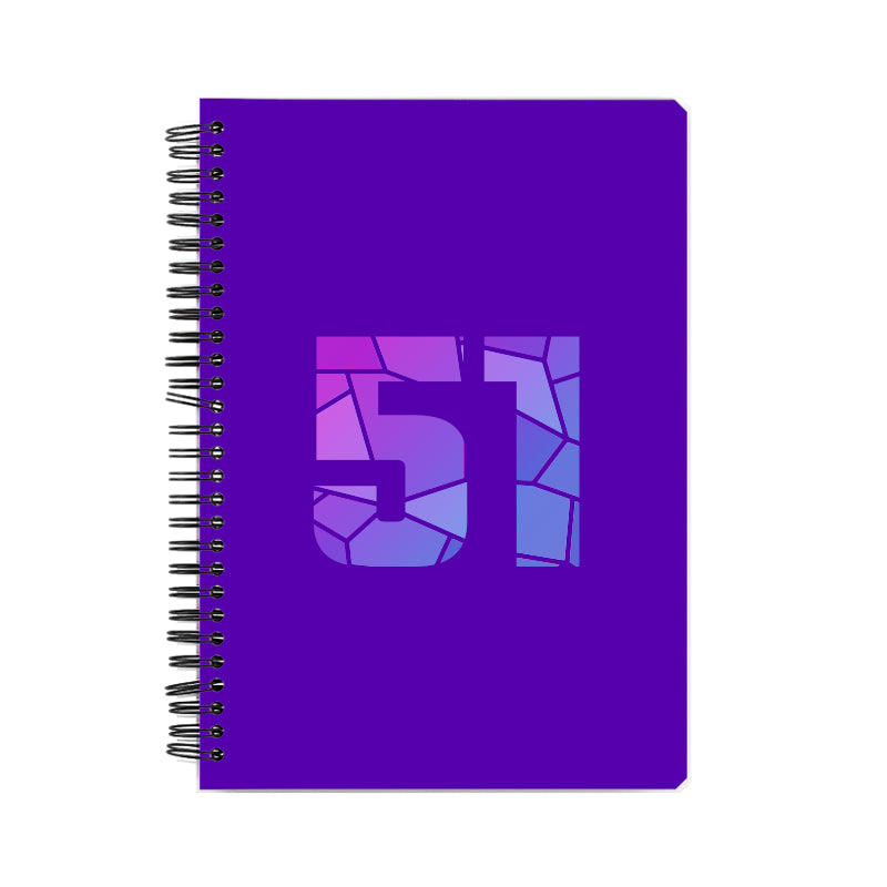 51 Number Notebook (Purple, A5 Size, 100 Pages, Ruled, 6 Pack)