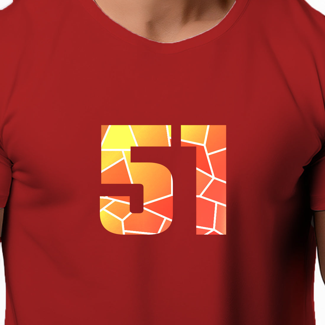 51 Number Men Unisex T-Shirt | Custom Number Graphic Tee (Red)
