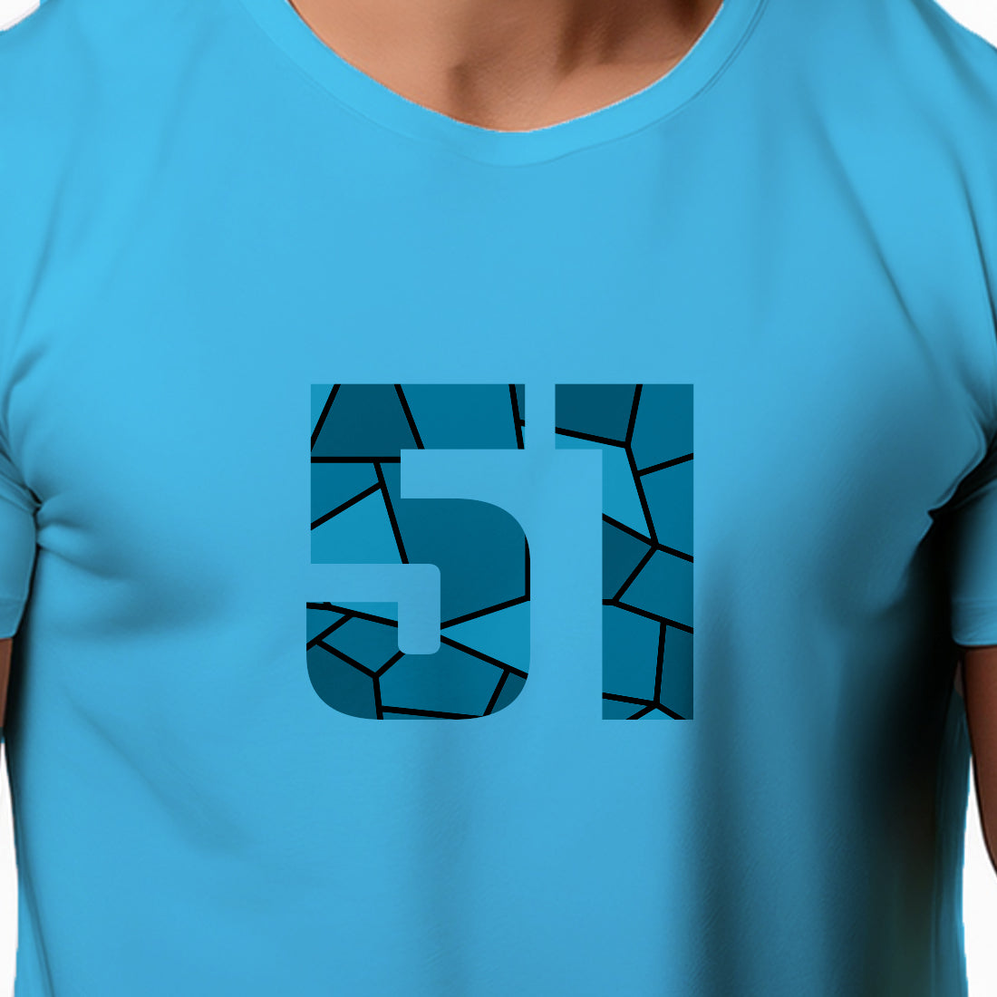 51 Number Men Unisex T-Shirt | Custom Number Graphic Tee (Sky Blue)