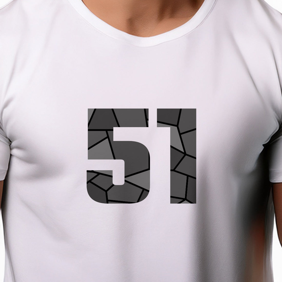 51 Number Men Unisex T-Shirt | Custom Number Graphic Tee (White)