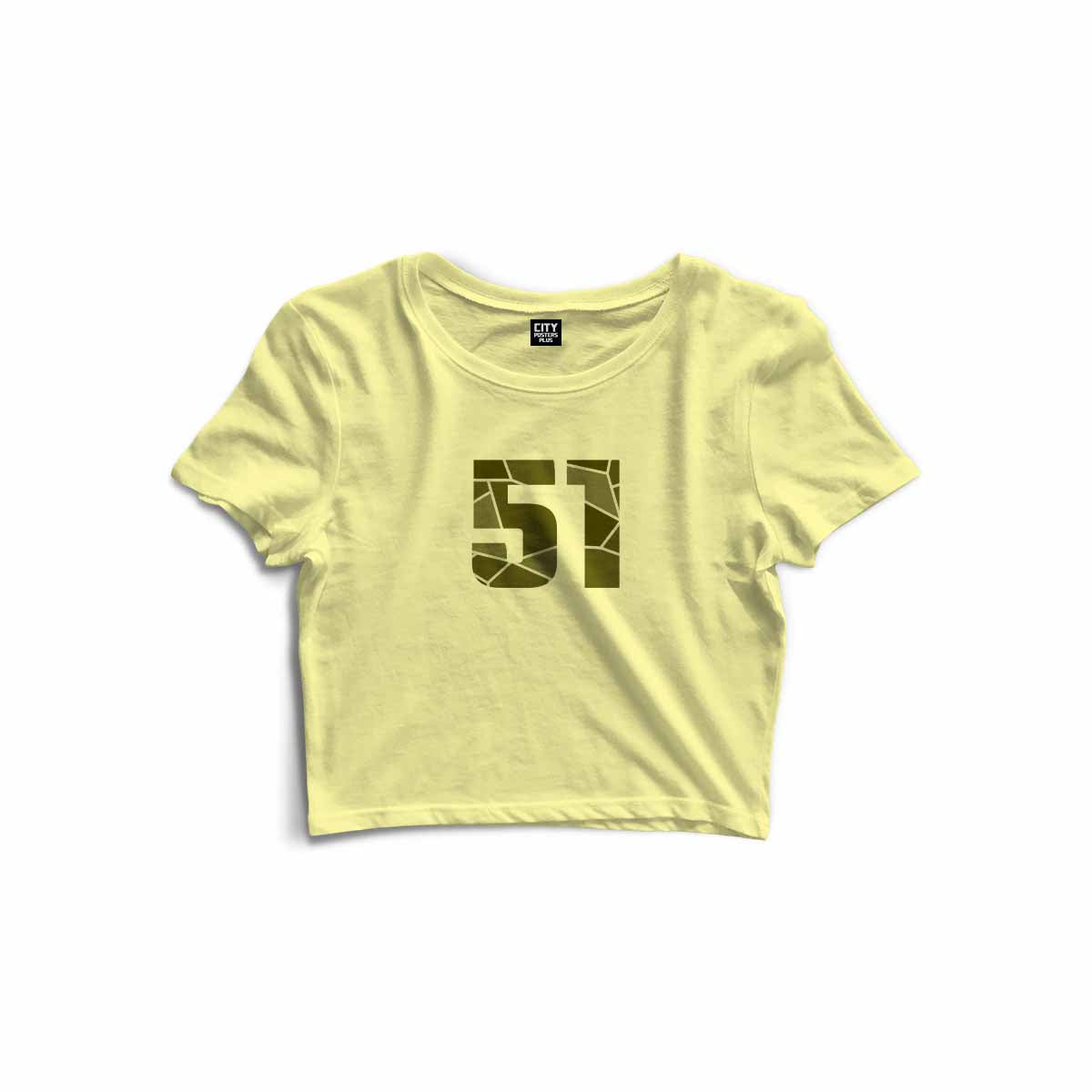 51 Number Women Crop Top (Butter Yellow)