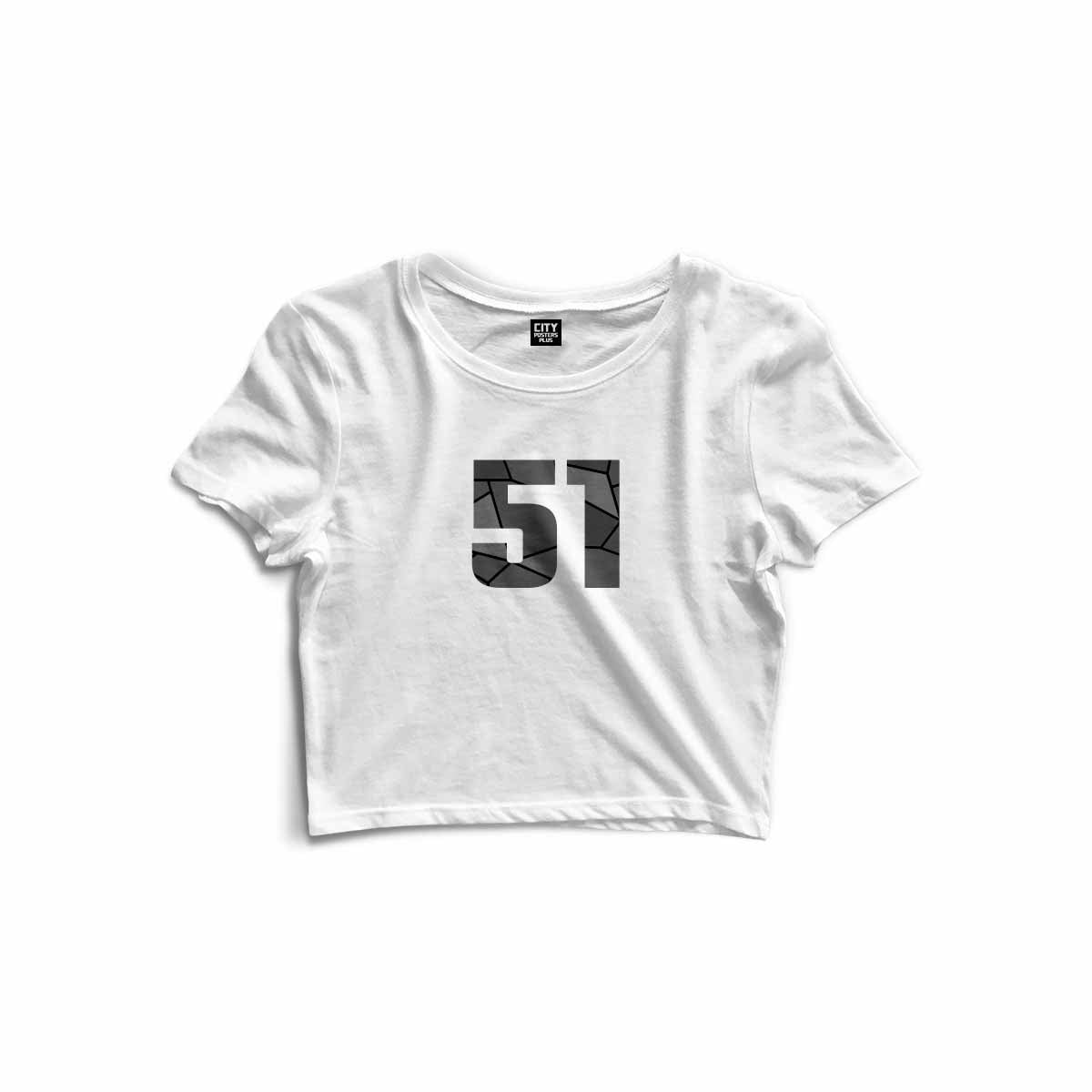 51 Number Women Crop Top (White)