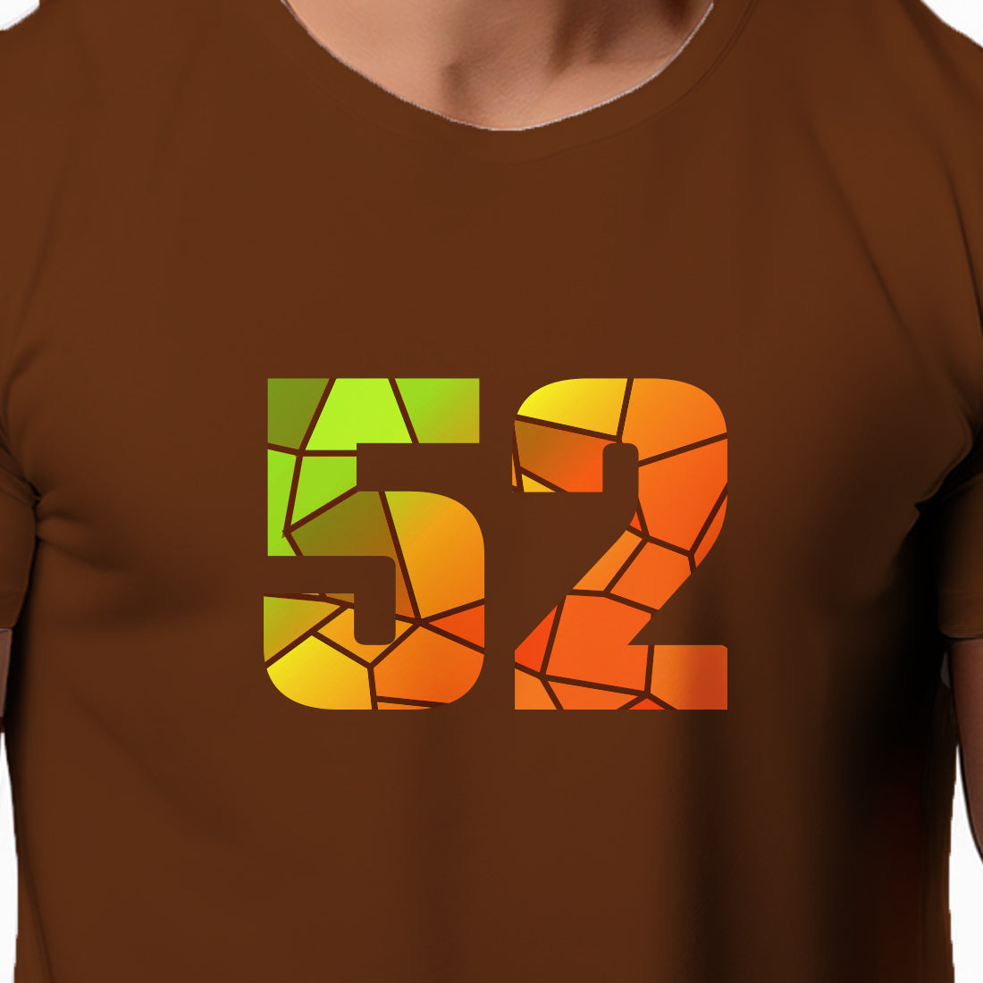 52 Number Men Unisex T-Shirt | Custom Number Graphic Tee (Brown)