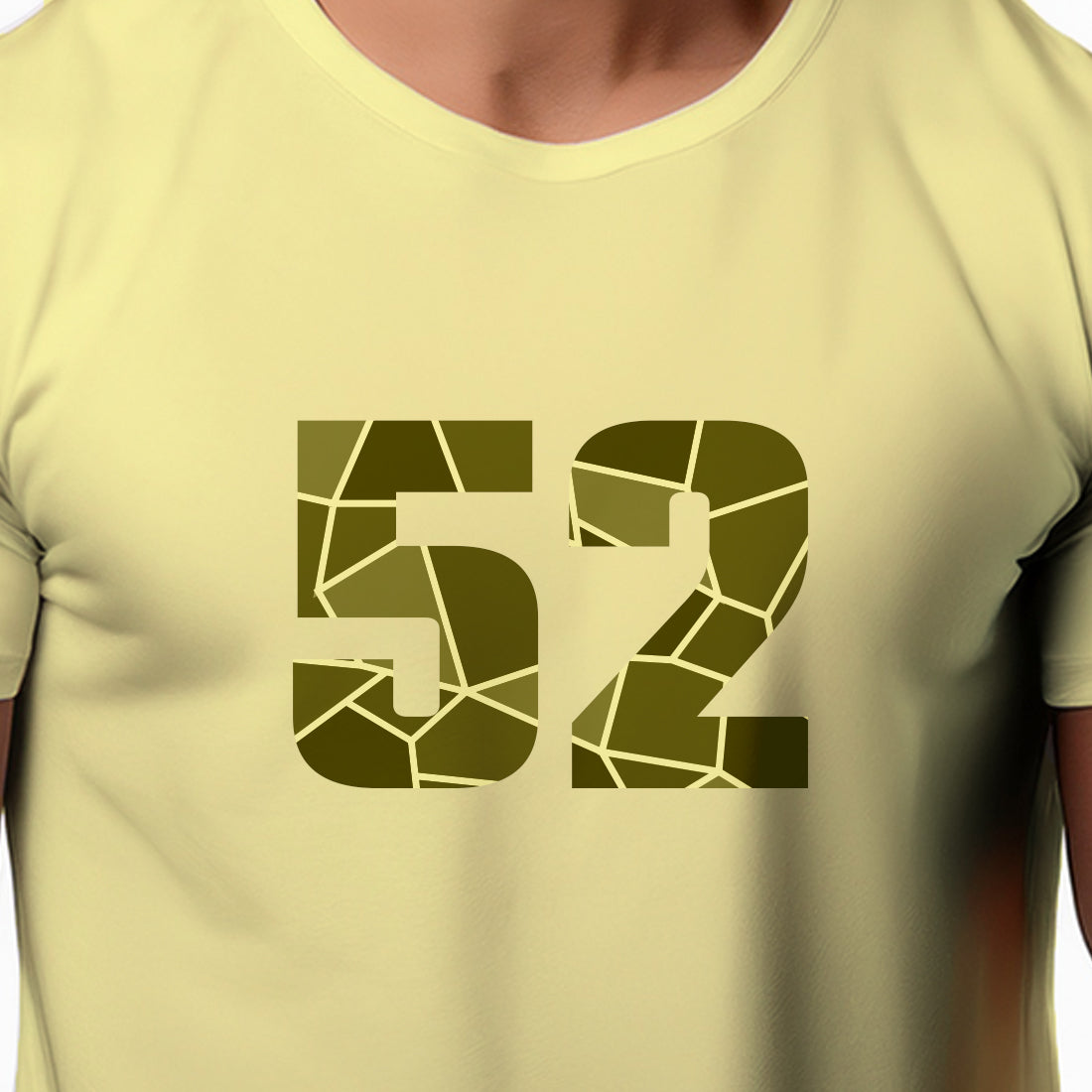 52 Number Men Unisex T-Shirt | Custom Number Graphic Tee (Butter Yellow)