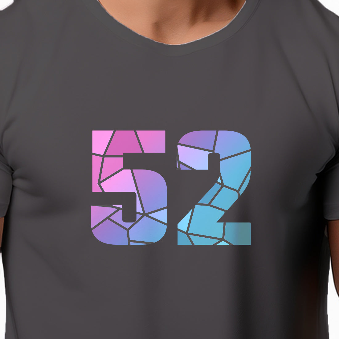 52 Number Men Unisex T-Shirt | Custom Number Graphic Tee (Charcoal Grey)