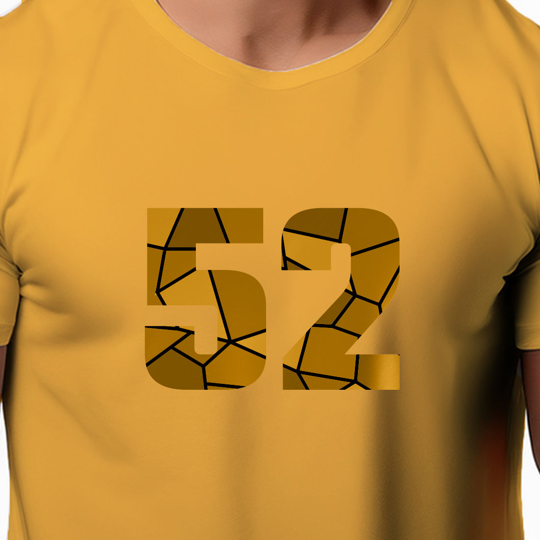52 Number Men Unisex T-Shirt | Custom Number Graphic Tee (Golden Yellow)
