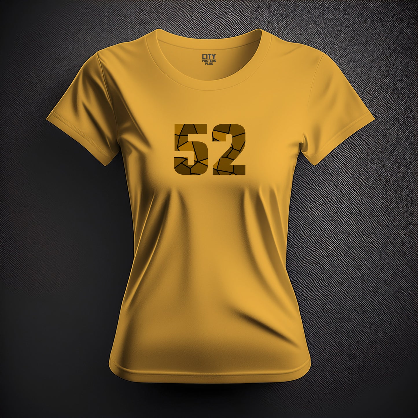 Number 52  Women T-Shirt (Golden Yellow) | Stylish Numeric Graphic Tee