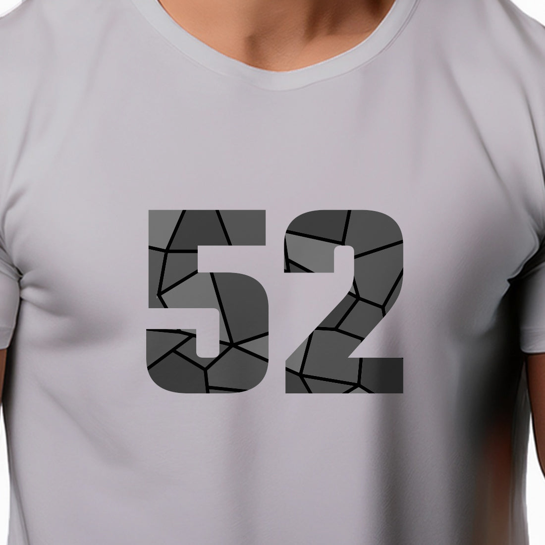 52 Number Men Unisex T-Shirt | Custom Number Graphic Tee (Melange Grey)