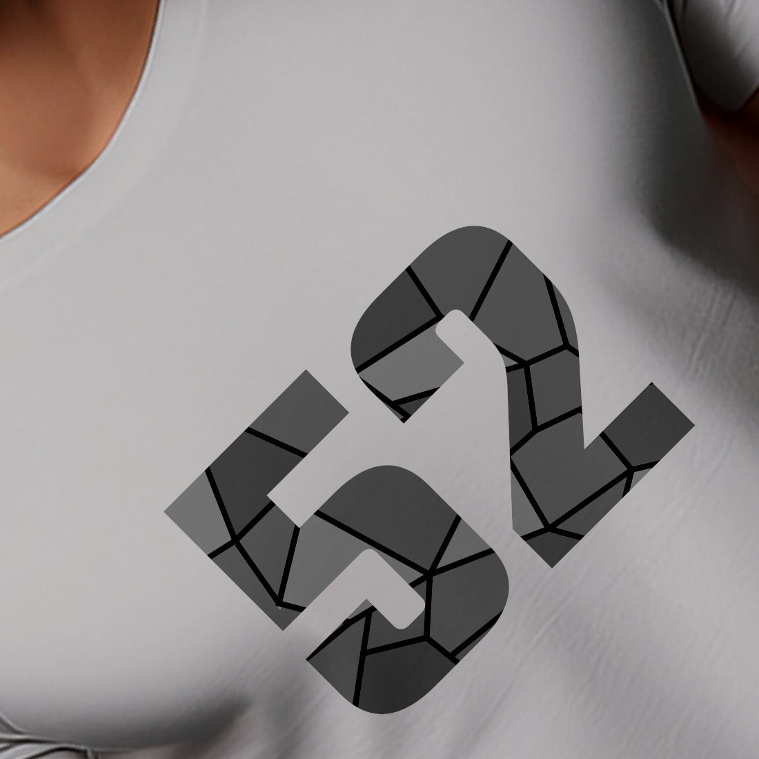 52 Number Men Unisex T-Shirt | Custom Number Graphic Tee (Melange Grey)