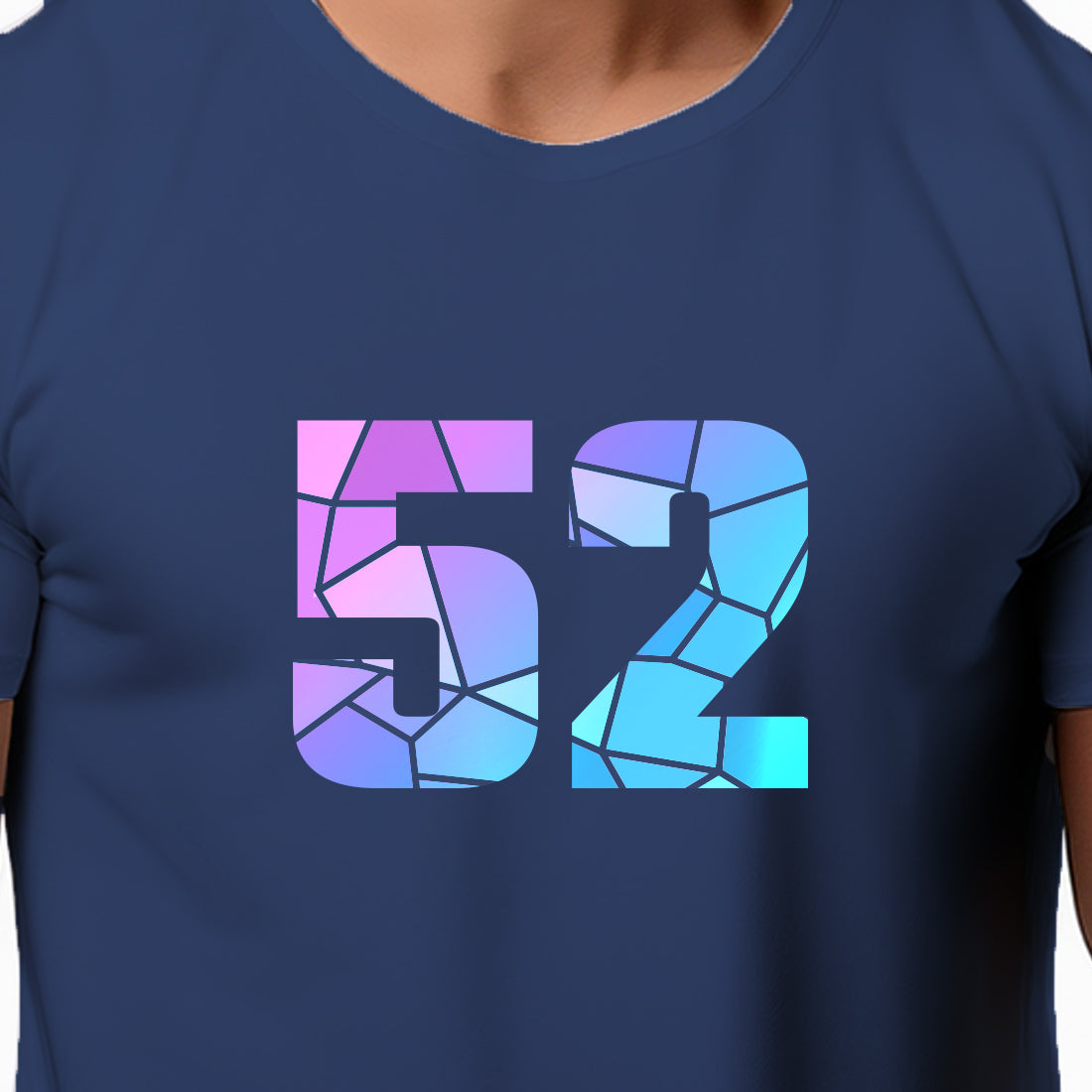 52 Number Men Unisex T-Shirt | Custom Number Graphic Tee (Navy Blue)